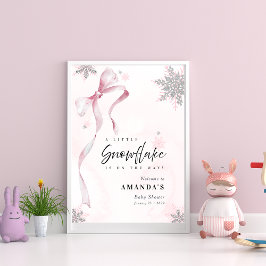 Ein wenig Schneeflocke Pink Bow Glitzer Babydusche Poster