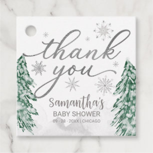 Ein wenig Schneeflocken Baby Dusche Grau Danke Geschenkanhänger