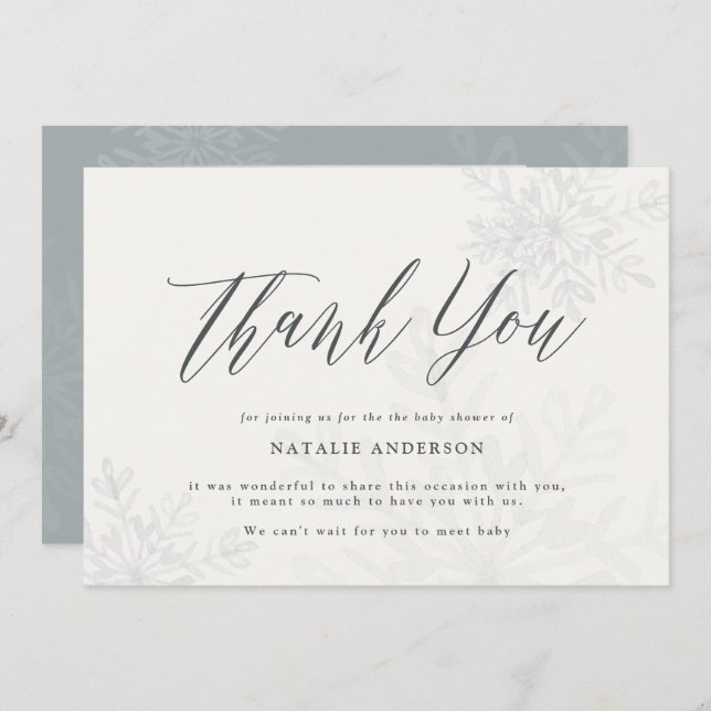 Ein wenig Schneeflocken Babydusche Dank Karte (Vorne/Hinten)
