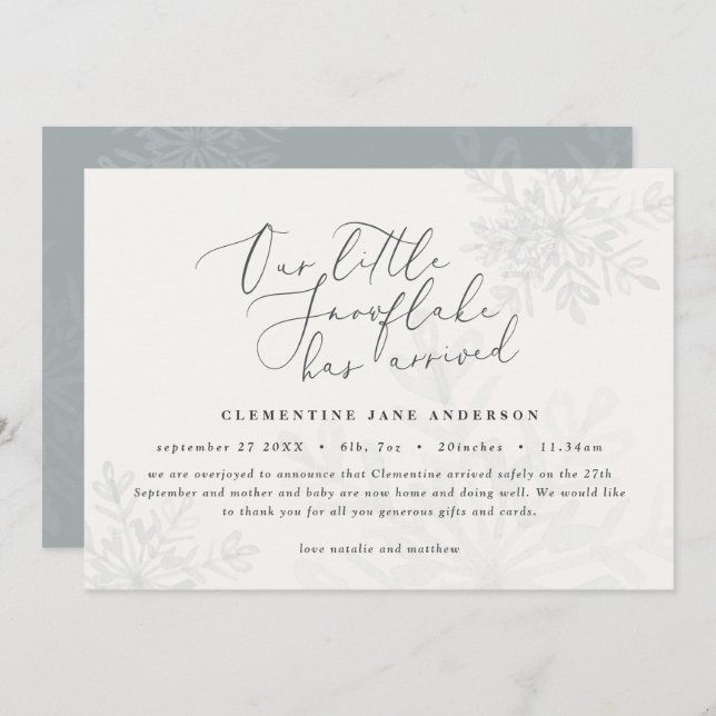 Ein wenig Schneeflocken, blauer Winter, elegante G (Vorne/Hinten)