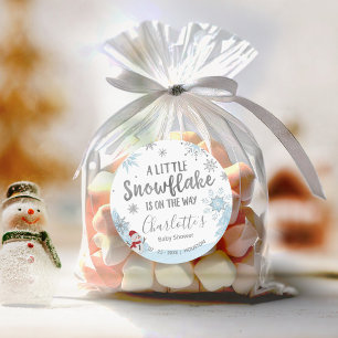 Ein wenig Schneeflocken Blue Baby Dusche Runder Aufkleber