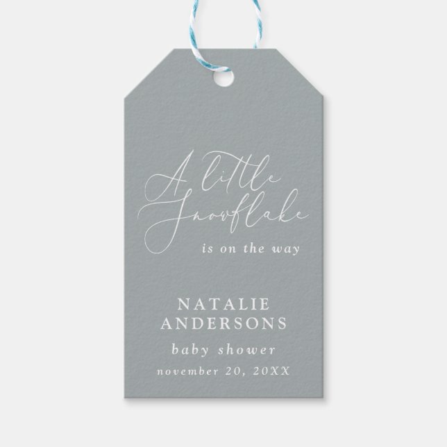 Ein wenig Schneeflocken im Winter Babydusche Party Geschenkanhänger (Vorderseite)