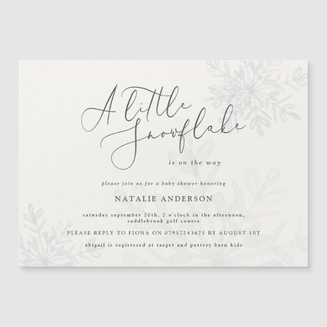 Ein wenig Schneeflocken mit Baby-Dusche Magnetkarte (Vorderseite)