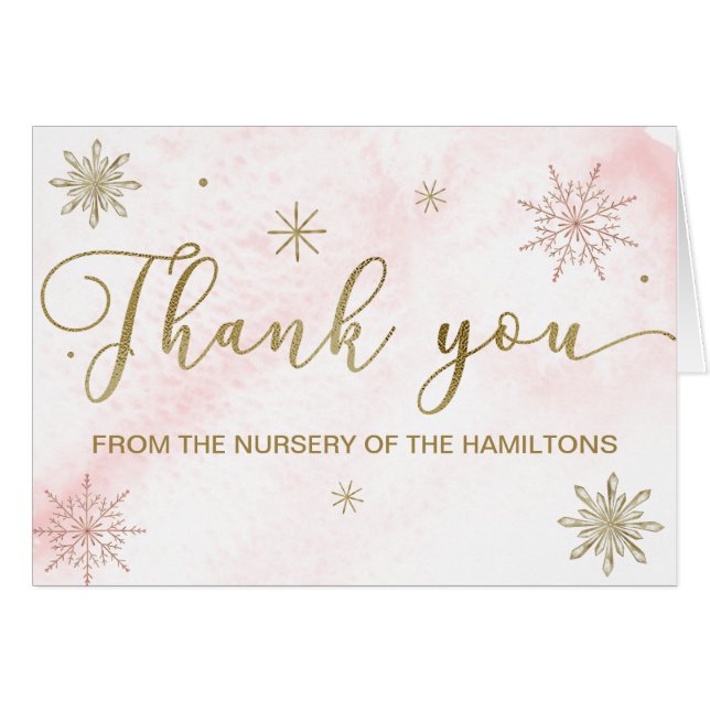 Ein wenig Schneeflocken Pink Babydusche Danke (Vorderseite (Horizontal))