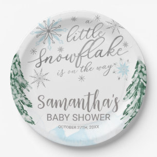 Ein wenig Schneeflocken Winter Baby Dusche Pappteller