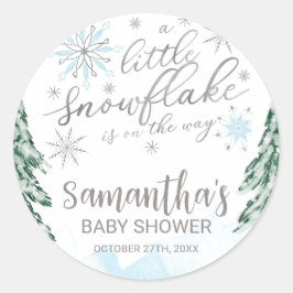 Ein wenig Schneeflocken Winter Baby Dusche Runder Aufkleber