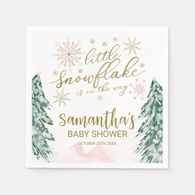 Ein wenig Schneeflocken Winter Baby Dusche Serviette (Vorderseite)