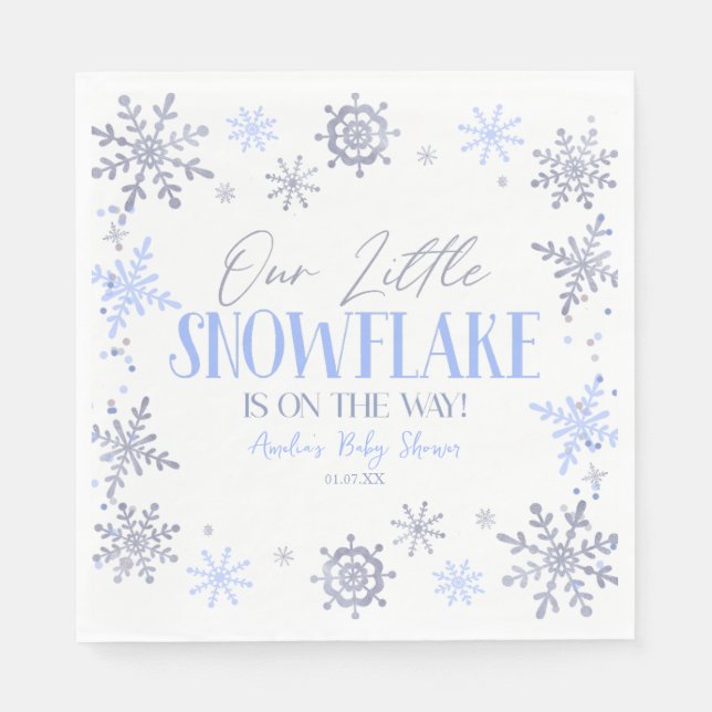 Ein wenig Schneeflocken Winter Blue Baby Dusche Serviette (Vorderseite)