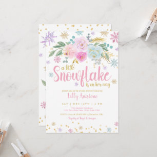 Ein wenig Schneeflocken Winter Floral Baby Dusche Einladung