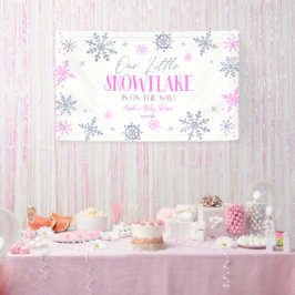 Ein wenig Schneeflocken Winter Pink Baby Dusche Banner