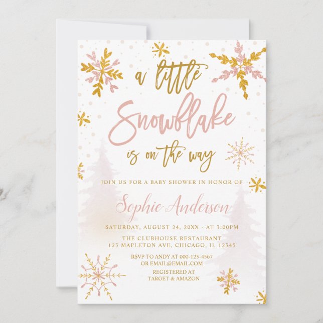 Ein wenig Schneeflocken Winterdusche Einladung (Vorderseite)