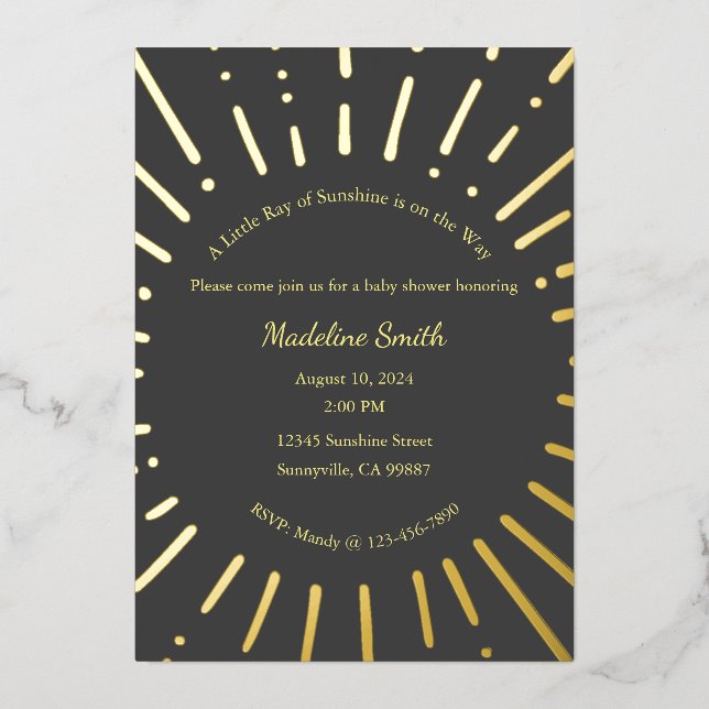 Ein wenig Sonnenschein ist auf dem Weg zur Einladu Folieneinladung (Vorderseite)