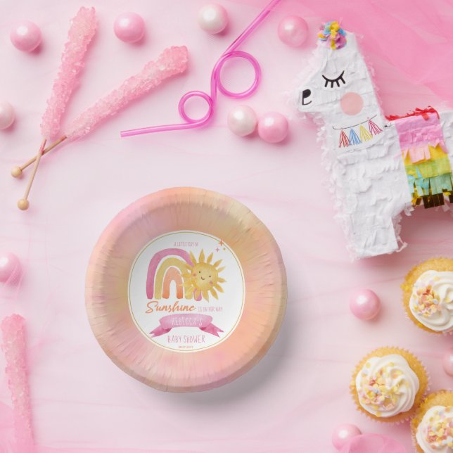 Ein wenig Sonnenschein-Mädchen-Dusche Pappteller (Party)