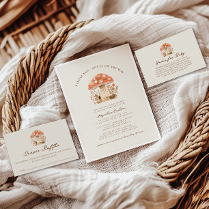 Ein wenig Spaß Typ Mushroom Fall Baby Dusche Einladung