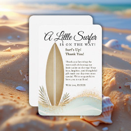 Ein wenig Surfer Minimalistisch Gold Baby Dusche Dankeskarte