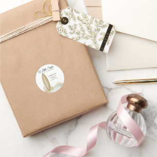 Ein wenig Surfer Minimalistisch Gold Baby Dusche Runder Aufkleber