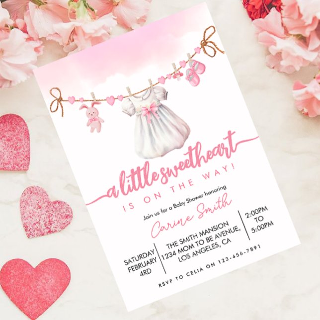 Ein wenig Sweetheart Valentine's Girl Baby Shower Einladung (Von Creator hochgeladen)