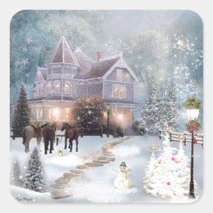 Ein Western-Weihnachten Quadratischer Aufkleber