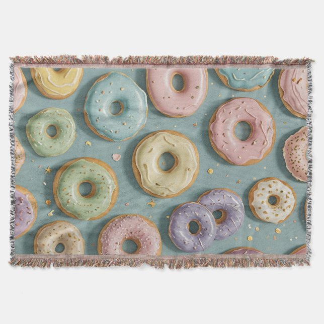 Ein Whimsical Pastell-Donut-Traum Decke (Vorderseite)