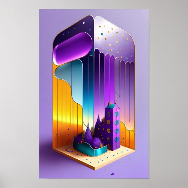 Ein Whimsikhaus und Bäume Poster (Vorne)