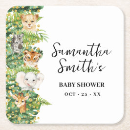 Ein Wild One Animal Safari Baby Dusche Party Dekor Rechteckiger Pappuntersetzer