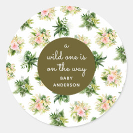 Ein Wild One ist auf dem Weg zu einer Babydusche Runder Aufkleber