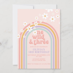 Ein wilder, drei pastellfarbene Regenbogen-Geburts Einladung