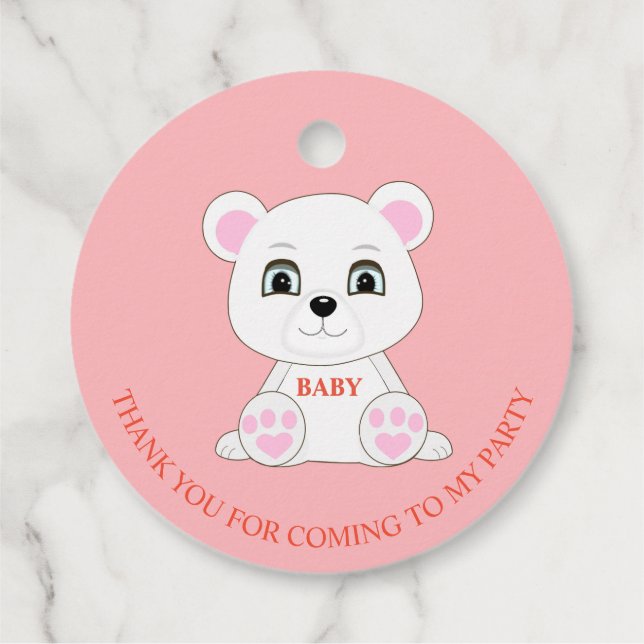 Ein wilder Eisbär danke dir auf rosa Geschenkanhänger (Rückseite)
