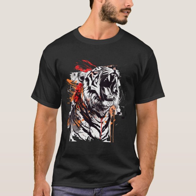 Ein wilder Tiger, der mit musikalischen Noten eman T-Shirt (Vorderseite)