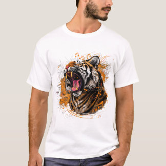 Ein wilder Tiger, der mit musikalischen Noten eman T-Shirt