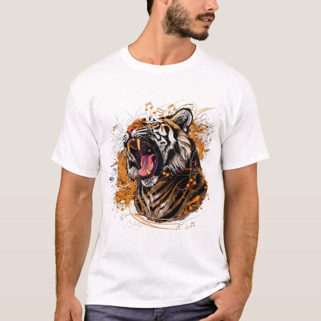 Ein wilder Tiger, der mit musikalischen Noten eman T-Shirt (Vorderseite)
