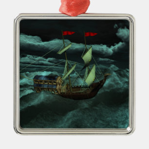 Ein wildes und stürmisches Meer Silbernes Ornament