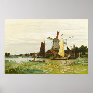 Ein Windrad in Zaandam Claude Monet Poster