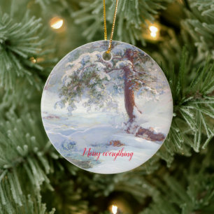 Ein Winter Idyll, alles frohe Weihnachten Keramik Ornament