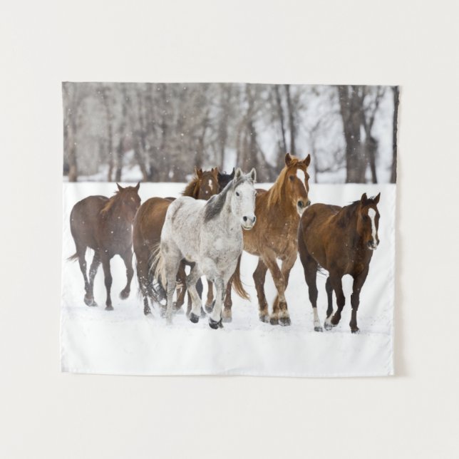 Ein Winter Landschaftlicher Laufpferde Wandteppich (Vorderseite (Horizontal))