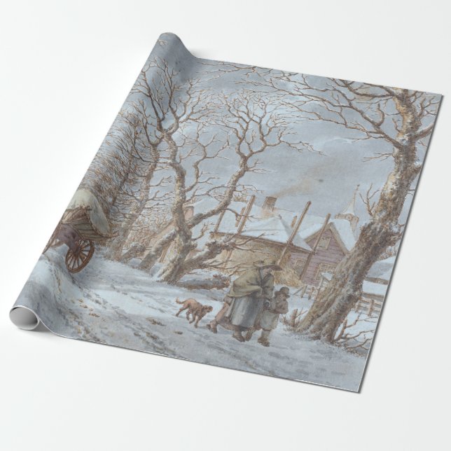 Ein WINTER SCENE Weihnachtswrapping Paper Geschenkpapier (Ungerollt)