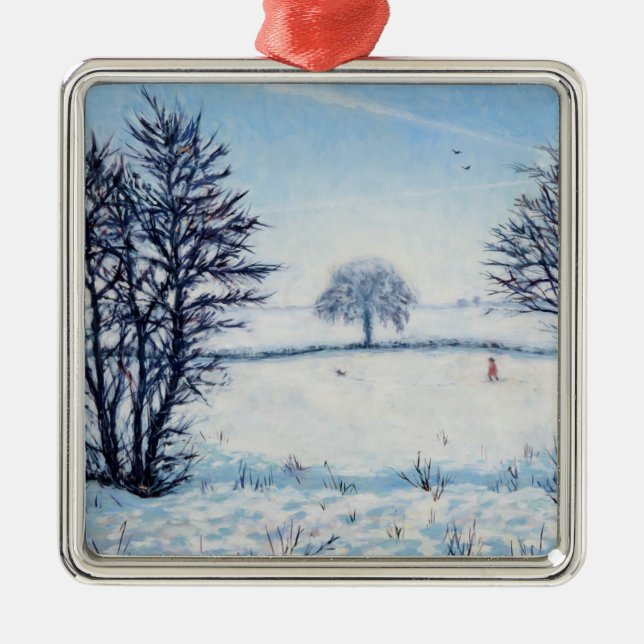 Ein Winter-Weg Silbernes Ornament (Vorne)