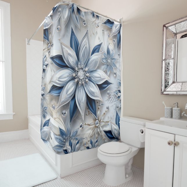 Ein Wintererlebnis-Dekor mit Schneeflocken Duschvorhang (Beispiel)