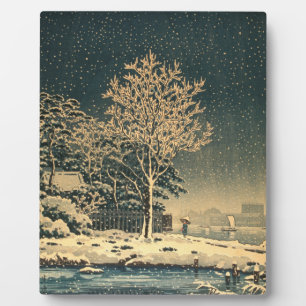 Ein Wintertag am Sumida-Fluss in Japan Fotoplatte