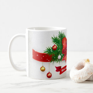 Ein Wintertag mit Weihnachtsbaum bedeckt Schnee Tw Kaffeetasse