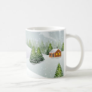 Ein Wintertag mit Weihnachtsbaum und Schnee Kaffeetasse