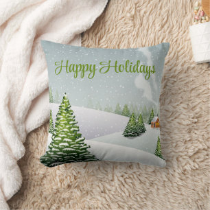 Ein Wintertag mit Weihnachtsbaum und Schnee Kissen