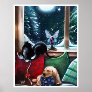 Ein Winterwald, Feen Poster