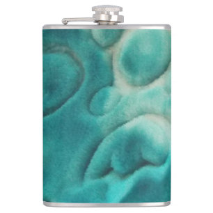 Ein wirbelndes Muster in aquamarin und hellbeige Flachmann