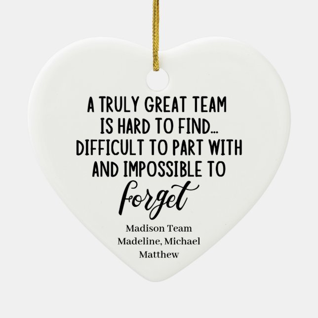 Ein wirklich großartiges Team ist schwer zu finden Keramik Ornament (Hinten)