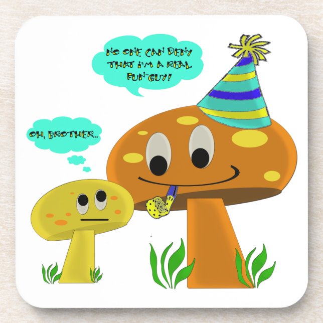 Ein wirklicher Spaß-Typ Pilz-Cartoon Getränkeuntersetzer (Vorderseite)