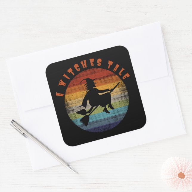 Ein witziger TALE witziger Hexenmeister Quadratischer Aufkleber (Umschlag)
