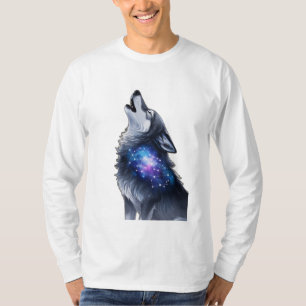 Ein Wolf heult in einer Sterngalaxie T-Shirt