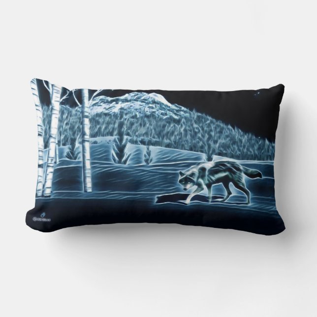 Ein Wolf im Schnee Lendenkissen (Vorderseite)