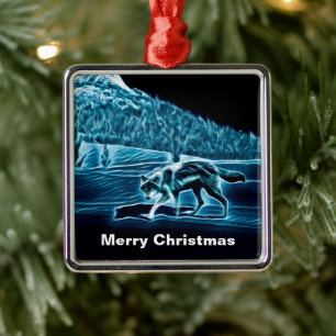 Ein Wolf im Schnee Ornament Aus Metall